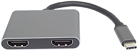 PremiumCord MST 4K Adaptador USB-C a 2X HDMI, USB 3.1 Tipo C Macho a 2X HDMI Hembra, Funciones extendidas + Espejo, USB 3.0, PD, resolución 4K, Full HD 1080p