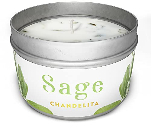 CHANDELITA Duftkerze aus Salbei für Energie und Energie, Salbeiblätter, mit Sojawachs für Reinigung, Entspannung, Meditation, Heilung von Chakras und Dekoration des Hauses