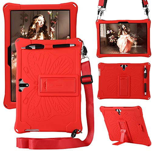 YHFZR Hülle für AWOW Tablet 1022 10 Zoll, Leicht Silikon Weich Kindgerechte Hülle mit Standfunktion für AWOW Tablet 1022 10 Zoll, Rot