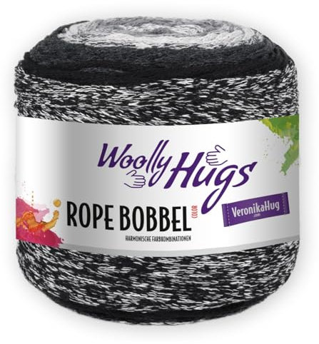 PRO LANA Woolly Hugs Rope Bobbel 250g 103 - grau/schwarz