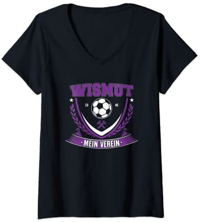 Damen Aue Erzgebirge Fußball T-Shirt mit V-Ausschnitt