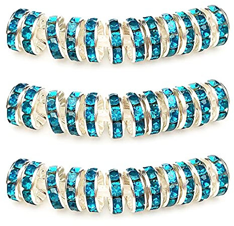 MJDCB 10mm 100 Cuentas Espaciadoras Centelleo Cristal bolitas para Hacer Pulseras Collar de Accesorios de Joyería (Azul Claro)