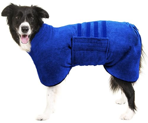 Pejoye Hundebademantel aus Mikrofaser, Pfotentuch – Saugfähiger Hunde Bademantel, Hunde Handtuch mit Hund Bademantel Mantel Haustier Bademantel mit Magischem Klebeband