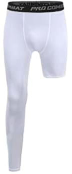 Jonscart Kompressionsstrumpfhose mit einem Bein, lange Hose, Basketball, Sport, Unterwäsche, aktive Tight, weiß-rechts-lang, Groß