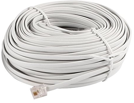 Ruilogod Famiglia 30m 98FT RJ11 6P4C Cavo di prolunga telefonica Connettore OFF BIANCO