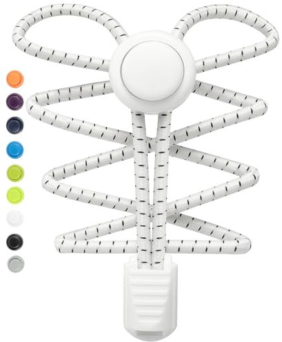 Stepace Cordones Elasticos, 2 Pares Cordones Elasticos Zapatillas Deporte, Cordones Zapatos Ajustables sin Atar para Adultos y niños Blanco Sólido