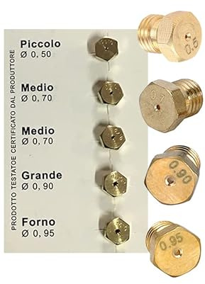 CG94 5 Universal-Düsen 6 MB LPG für Gasflaschen, Gasherde | Größen (klein 0,50 – 2 x mittel 0,70 – groß 0,90 – Ofen 0,95) CG143