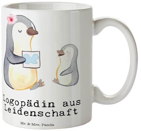 Mr. & Mrs. Panda Tasse Logopädin Leidenschaft - Geschenk, Abschied, Logopädie, Firma, Geschenktasse, Familienleben, Ausbildung, Studium, Rente, Tasse