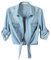 FunAloe Crop Tops Womens Size 16 Women Casual 3/4 Sleeve Button Down Denim Top Knot Tie Shirt Jacket Long Hoodless Outwear Knotted Half Small Shawl Short Coat Ppzjy Sky Blue
