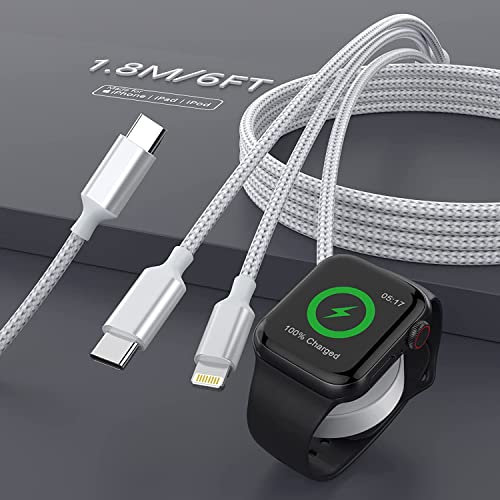 Quanlex 3 in 1 USB C Apple Watch Charger for Watch/iPhone/Airpods, Fast Magnetic, 6ft Wireless iWatch Charging Cord Compatible with Series 7, 6, 5, 4, 2, iPhone 13, 12, 11, X & Pad