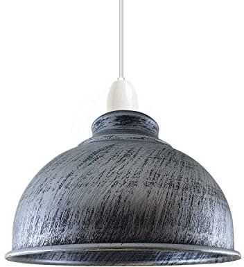 Retro Industrial Lampenschirm, rustikale Vintage -Metall -Blamp -Lampen, E27 B22 -Anhängerleuchten, Wandlampen, kleiner Glühbirnenschutz, Schlafzimmer, Wohnzimmer Reduktionsplatte (Silber gebürstet)