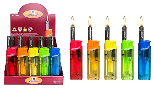 50 STK. KONSUMANY Stabfeuerzeug Gas Feuerzeug 12 cm Lang