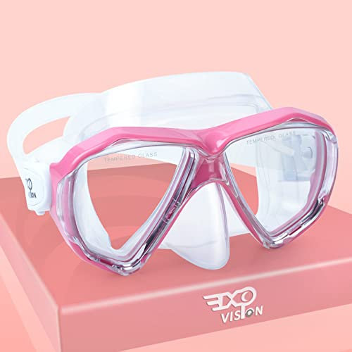 Kinder Taucherbrille, 180° Anti-Beschlag Kinder Schwimmmaske Gehärtetes Glas Schwimmbrille mit Nasenschutz Anti-Leck Tauchmaske für 4-15 Jungen Mädchen Jugend (Rosa)