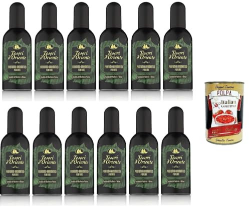 12x Tesori d'Oriente Kaschmir-Sandelholz- und Vetiver-Parfüm Aromatic Parfüm EdT 100ml Eau de Toilette + Italian Gourmet Polpa 400 g