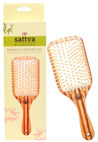 Bambus Haarbürste - Bürste Haare für lange Haare, Locken und Extensions, Kopfhautmassage mit Holzbürste, Hair Brush für Herren Damen Kinder, antistatisch von Sattva