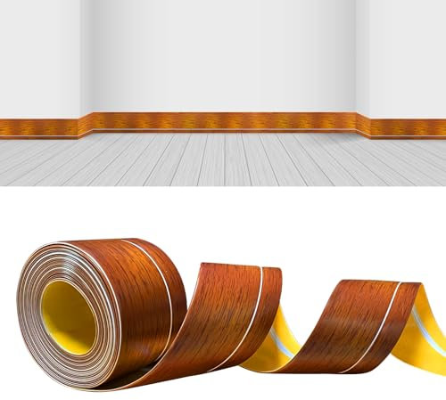 YushengTai Rodapie PVC,Color Madera 24 M PVC Rodapies Autoadhesivo 50 x 20 mm, Rodapie Apto Para Cocina y Baño