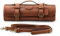 HEZHEN Borsa Coltelli, Borsa da Cuoco in Pelle Marrone - 8 Fessure, Borsa da Viaggio per Coltelli da Chef, Portatile Zaino per Coltelli, Tasche con Cerniera - Coltelli non Inclusi