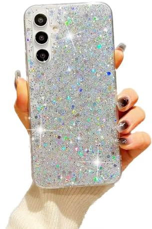 SEHEYA Hülle Kompatibel mit Samsung Galaxy A54 5G Glitzer Pailletten Handyhülle Transparent Silikon Case Weiche TPU Klar TPU Bumper Ultra Dünn Schutzhülle Cover, Silber