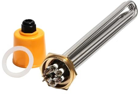 FULIMEI 1 1/4 Inch/DN32 Immersion Water Heater 304SUS Tube Copper Thread Element Electric Heating Tube 220V/380V 3KW/4.5KW/6KW/9KW/12KW (Size : 220V, Color : 6KW 263mm 304SUS)