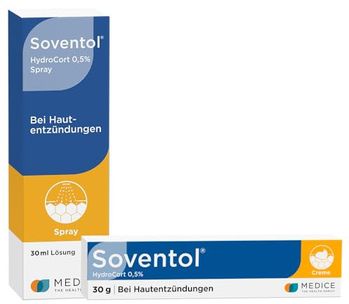 Soventol HydroCort 0,5% Set Spray 30ml & 30g Creme bei akuten Hautentzündungen wie Neurodermitis, Hautallergien & Ekzemen - lindert Juckreiz