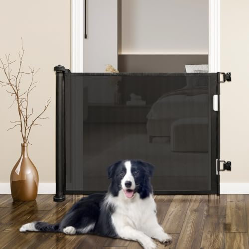 Treppengitter, Treppenschutzgitter Türschutzgitter Ausziehbar, Baby Absperrgitter Schutzgitter Treppe für Kinder, Katzen und Hunde, Geeignet für Innen Außenbereich (86 * 150cm schwarz)