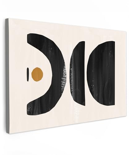 MuchoWow© Bilder Groß 120x80 cm XXL Wohnzimmer Deko Moderne Wandbild Kunstdruck auf Leinwand Bild Schlafzimmer über Bett Room Decor Geschenke Modern - Abstrakte Kunst - Schwarz - Beige