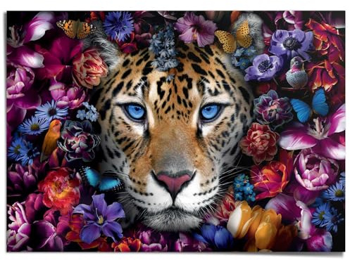 REINDERS Giant Poster XXL, Power Cat, Wohnzimmer, Bilder, Wanddeko, Room Decor, Papier, Mehrfarbig, 100 x 140
