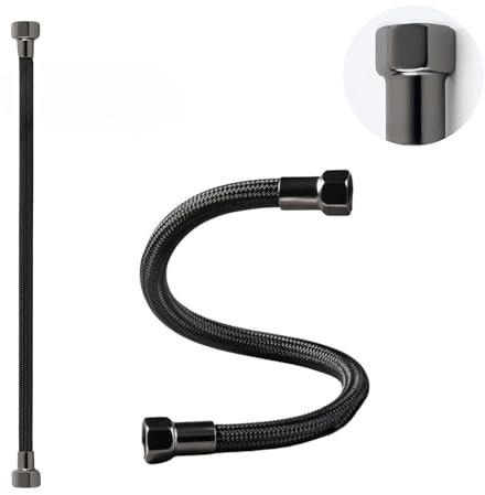 LAXARA DVGW Premium farbiger Flexschlauch schwarz und weiß 3/8 Zoll bis 1/2 Zoll ÜM beidseitig in auswählbaren Stilen (3/8 Zoll Schwarz | Schwarzstahl, 30 cm)