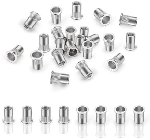 30 Stück Nietmuttern M3, 304 Edelstahl Flachkopf Nietmuttern, Blindnietmuttern, Gewindenieten Befestigung für Metall, Glasfaser, Kunststoff (M3 30PCS)