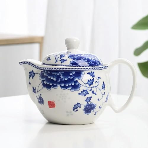 Chinesische blau-weiße Porzellan-Teekanne, exquisiter Keramik-Teekessel, Kung-Fu-Teeservice, Porzellan-Teegeschirr, Blumen-Teekanne