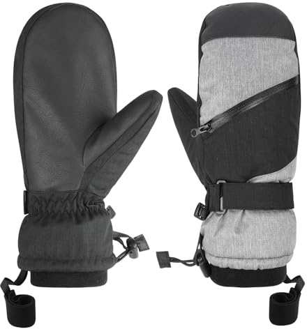 QKURT Skihandschuhe, wasserdicht Schnee WinterHandschuhe Touchscreen Ski Fäustlinge, Herren Thermo Schnee Handschuhe Winter kaltes Wetter Handschuhe für Outdoor Skifahren Laufen Radfahren Wandern