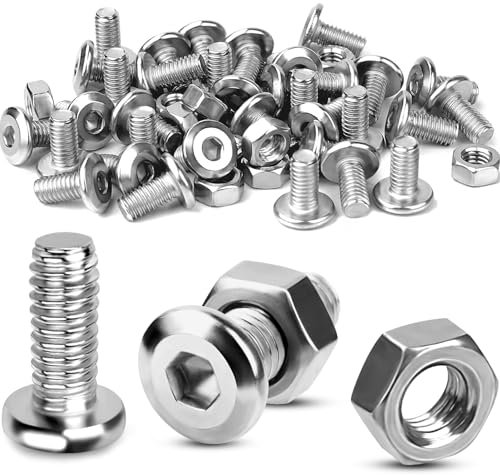 TXXATX M5x16 mm Viti con Esagono Incassato e Dadi Set 60 Set Viti a Testa Bombata M5 Viti con Dadi Viti a Testa Piatta Completamente Filettate in Acciaio Inox per Riparazione Mobili DIY