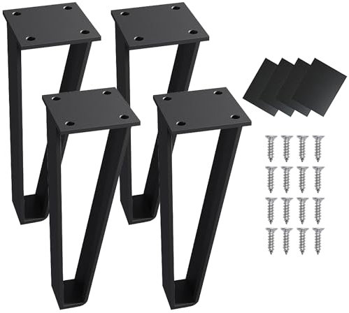 INMOZATA 8inch/20cm Hairpin Legs, Set of 4 Heavy Duty Table Legs Metal with Screws & Foot Pads, 3.8cm Diameter 2 Rods Widened DIY Furniture Legs for Table Desk Coffee Table Breakfast Bench