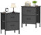 HOMIDEC Nachttisch 2er Set, Beistelltisch mit Metallrahmen und 2 großen Stoffschubladen für Schlafzimmer, Wohnzimmer, 42 x 30 x 55 cm, Schwarz