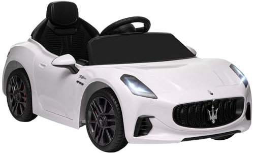 AIYAPLAY Voiture électrique Enfants sous Licence Maserati Gran Turismo Folgore, véhicule électrique 12V avec télécommande 2,4G, phares LED, Musique, klaxon, MP3, Voiture pour Enfants 3 à 5 Ans, Blanc