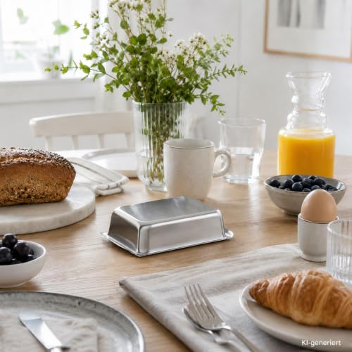 Butterdose mit Deckel aus Edelstahl für 250g Butter Butterschale Kühlschrankdose Frischhaltedose