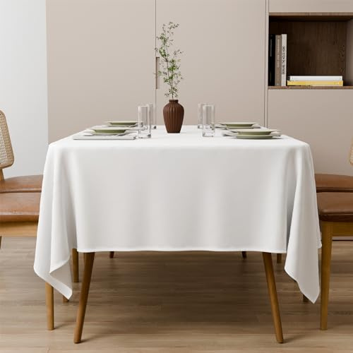 Zdada Weiß Abwaschbar Tischdecken 85x85cm Quadratisch Polyester Tischdecke, Kratzfest, Fleckschutz Tischtuch Outdoor Tischwäsche für Garten, Esszimmer, Feiern und Haushalt