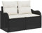 vidaXL Zeitgenössisches Outdoor-Sofa mit Stauraum Wetterfest Poly-Rattan & Polyesterkissen Schwarz und Creme Ideal für Balkon Terrasse Umwandelbar für mehrere Verwendungen Umwandelbare Sitzmöbel