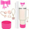 Accesorios para tazas Stanley, 9 piezas a prueba de fugas con tapa de pajita, cadena de mariposa, tapones cuadrados y redondos a prueba de fugas, 2 popotes, 1 cepillo para popote y cubierta protectora
