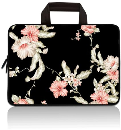 RUYIDAY 14 15 15.4 15.6 inch Laptop Handle Bag Computer Protect Case Pouch Holder Notebook Sleeve Neoprene Cover Soft Carrying Travel for Dell Lenovo HP Chromebook ASUS Acer (Beautiful Flowers)