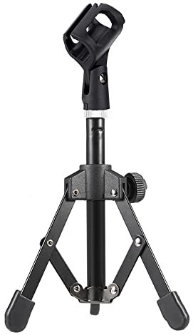 Juroupi Juroupi Microphone Tripod Desk Foldable Mini Microphone Stand with Mic Clamp/Holder for Meetings Lectures Speaking