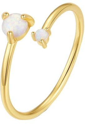 Daesar Ring 14 Karat Gold 585 Damen, Eheringe mit Opal Offen Verlobungsringe Hochzeit Ringe Nickelfrei Gr.51 (16.2)
