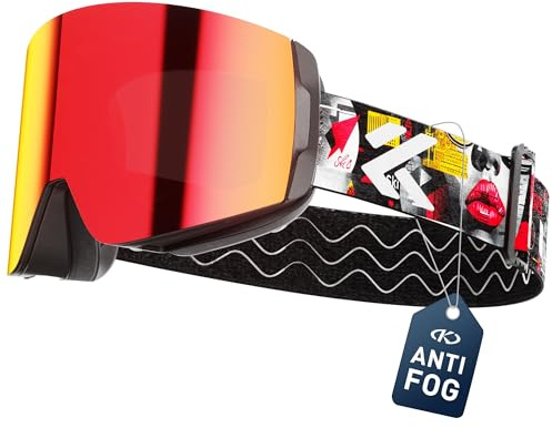 KAPVOE Magnetische Skibrille für Brillenträger OTG Snowboardbrille K718 | Für Herren & Damen, Anti-Beschlag, Magnet-Wechselsystem, helmkompatible Schneebrille für Ski, Snowboard & Wintersport