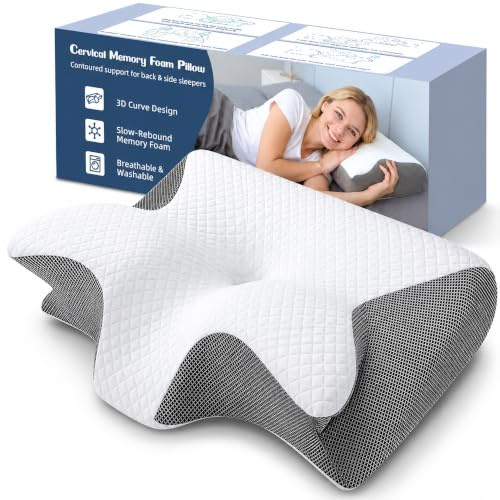 SaiXuan Nackenkissen Orthopädisches Memory Foam Kissen Ergonomisches 3D Nackenstützkissen für Rücken- & Seitenschläfer, Höhenverstellbares Kopfkissen 60×35×7.5/11.5cm, Atmungsaktiver Waschbarer Bezug