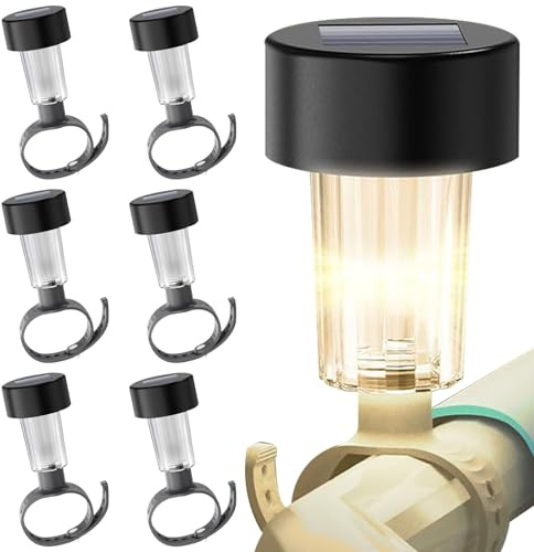 CGTQROVR 6 Pezzi Luci da Piscina per Piscina Fuori Terra, luci solari a LED Impermeabili con Fascia Regolabile, Solare Caldo per Il Percorso del Cantiere di Recinzione a Catena Esterna