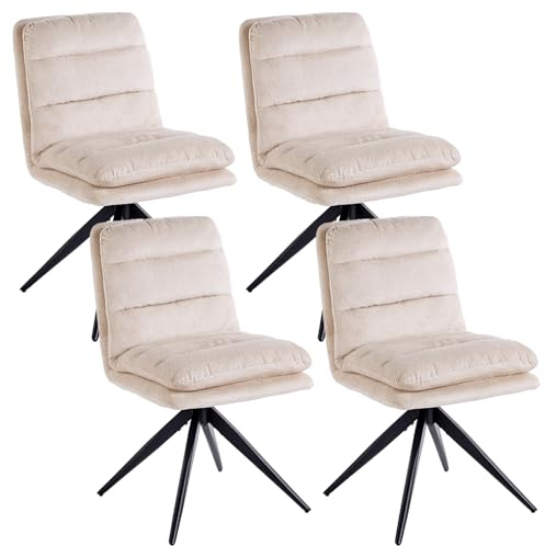 stone princess 4er Set Esszimmerstühle Drehbar: Moderne Polsterstühle aus Leinenstoff mit Metallbeinen Memory Funktion - Küchenstühle für Esszimmer Wohnzimmer