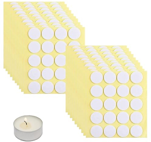 DYSWTUE 400 PCS Candle Wick Stickers, White Round Heat Resistance Double Sided Stickers, Handmade DIY Scented Candle Making Special Base, Suitable for Glass Cups, Iron Cans and Ceramic Containers