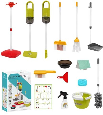 Cleaning Set For Kids | Educational Playing Supplies - Broom And Dustpan Toy - For Preschoolers Young Helpers Indoor Family- Bonding Chore Time Playroom Birthday Holiday