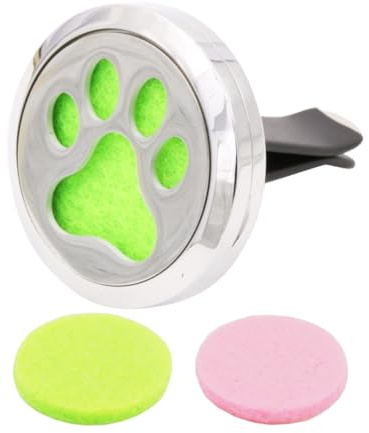 TOVINANNA Auto Lufterfrischer und Geruchsbeseitigung aus Edelstahl in Hundeform mit 2 Filzpads Eleganter Duftdiffusor Clip Einfache Installation Zufällige Farbe für