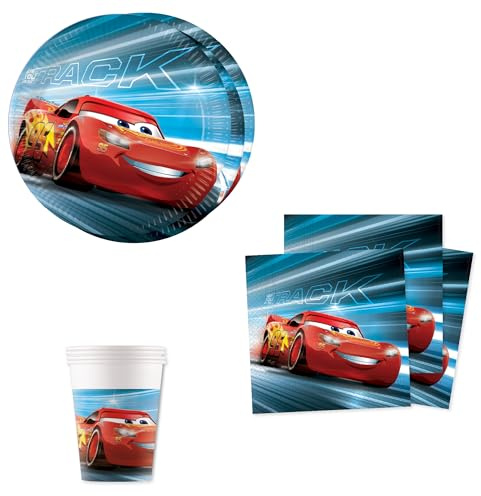 Disney Pixar Cars Victory is Mine Party Tableware Set for 16 Guests (52pc) | All-in-One Convenience Bundle